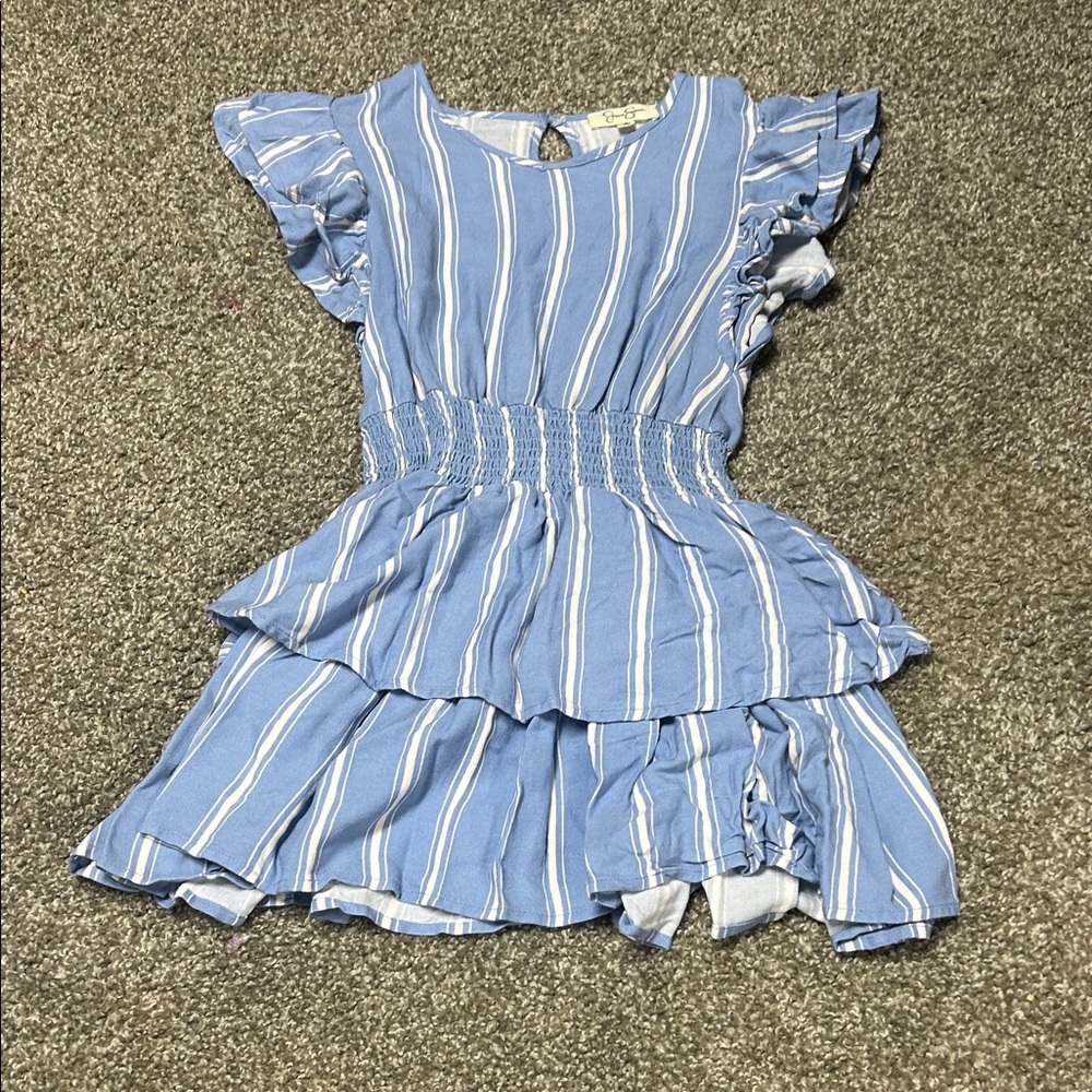 Jessica Simpson Blue and White Striped Kids Dress